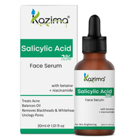KAZIMA 2% Salicylic Acid Face Serum for Acne, Blackheads & Open Pores | Reduces Excess Oil & Exfoliates Skin | Salicylic Acid Serum for Acne-prone & Oily Skin | For Women & Men | 30 ml