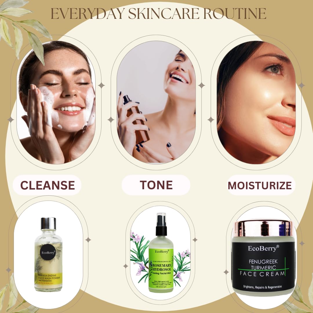 EcoBerry Papaya Enzyme Face Wash Powder | Talc Free, Hypoallergenic, Sensitive Skin 100% Pure, Organic | Natural | Alcohol Free | Preservative Free | Chemical Free | Vegan 30g