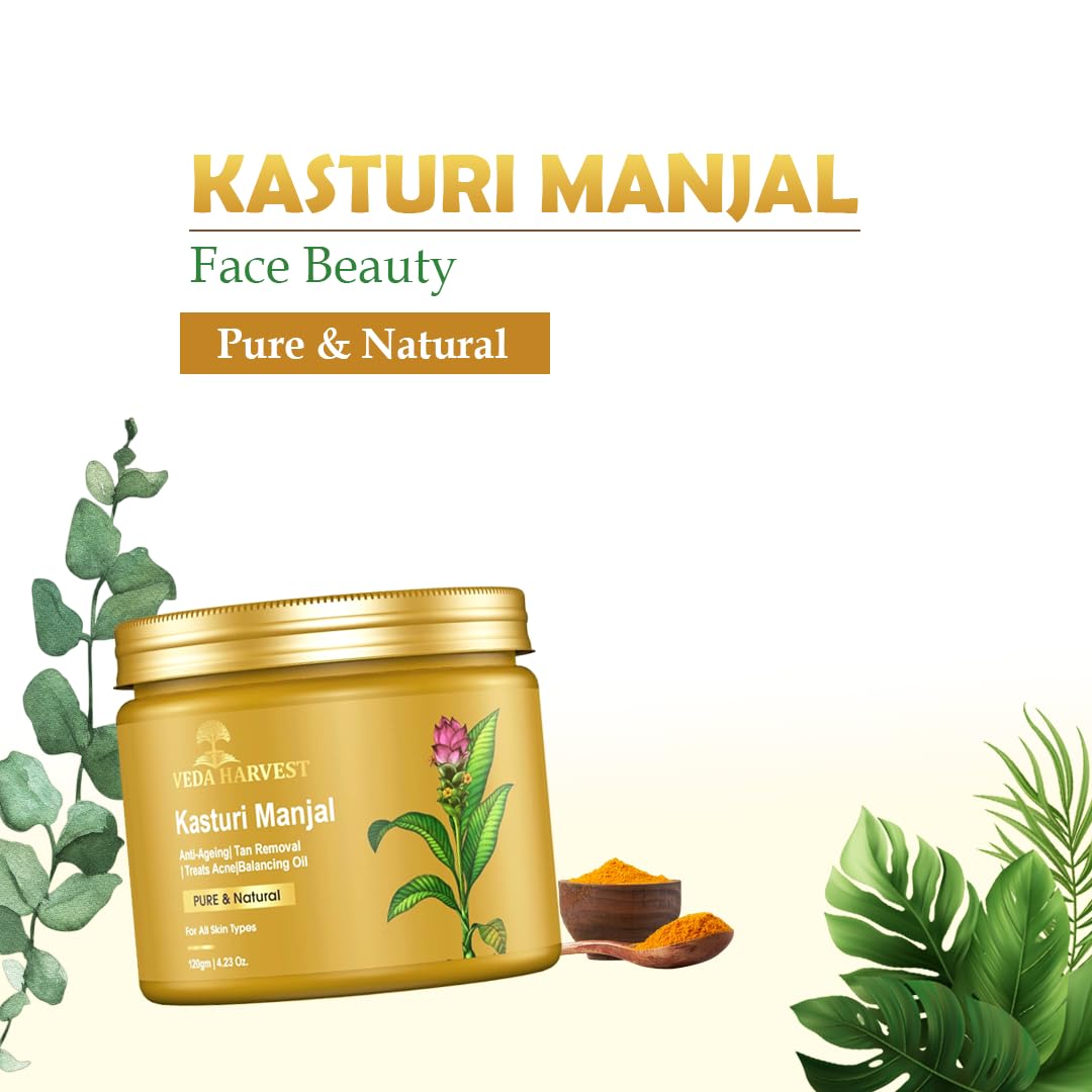 VEDAHARVEST Kumkumadi Oil And Kasturi Manjal/Wild Turmeric | Skin Brightening, Anti Acne, For Glowing Skin,2 Count