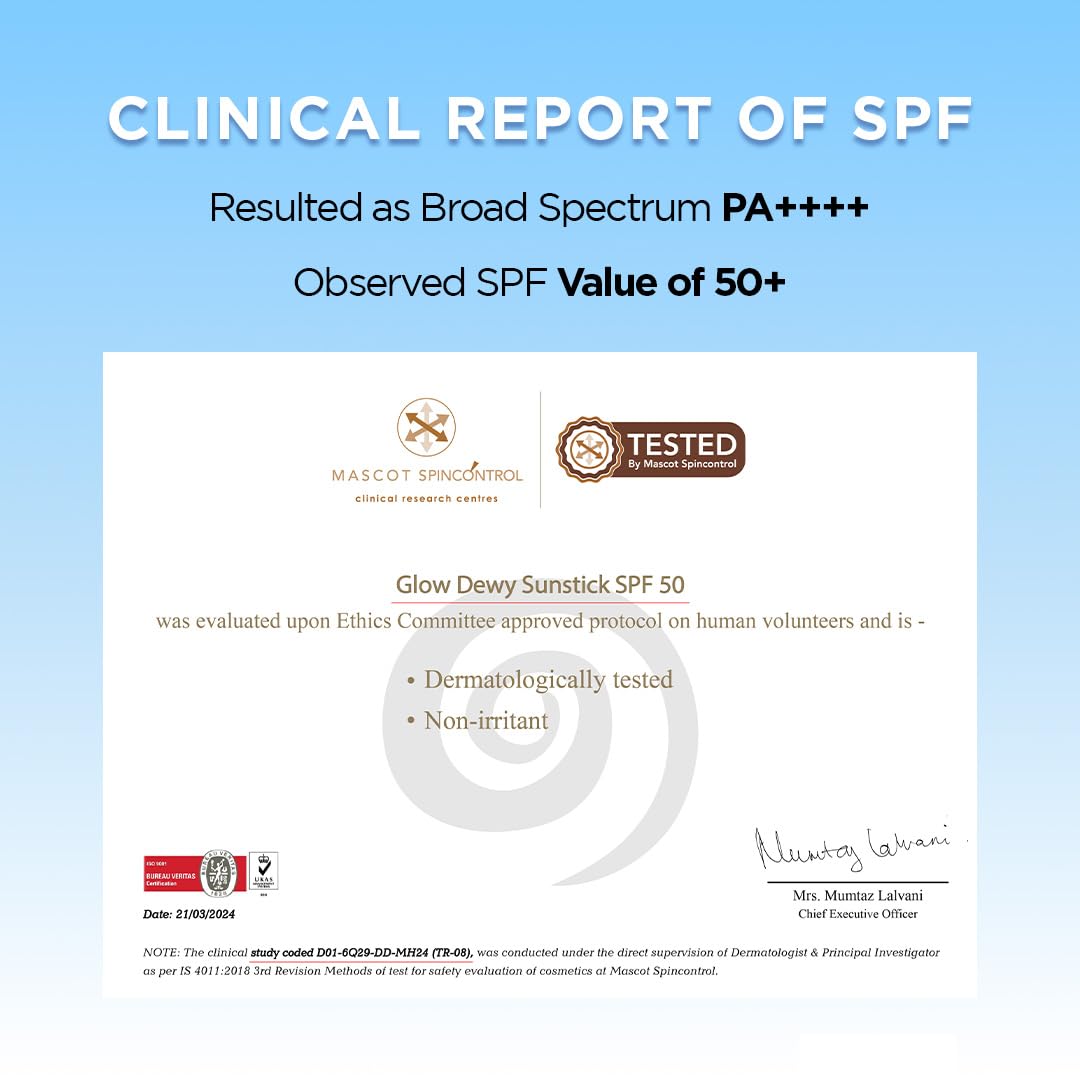 SunScoop Glow Stick Dewy SPF 50+ PA++++ |, UVA UVB rays protection| Vitamin C for glow | Oats for dull skin | Dewy Finish | Easy Reapplication | No White cast | Combination to Dry skin | 18g