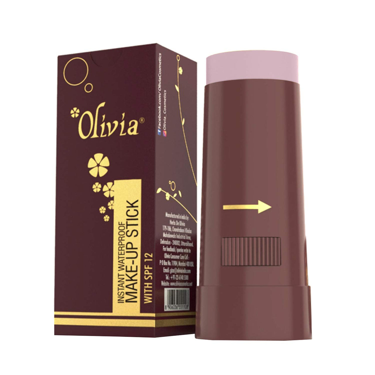 Olivia Instant Waterproof Makeup Shimmering Stick Medium Coverage Concealer (Rachelle 15G, Shade No.1, SPF 12)