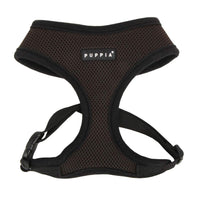 Puppia Soft Dog Harness No Choke Over-The-Head Triple Layered Breathable Mesh Adjustable Chest Belt and Quick-Release Buckle, Brown, X-Small