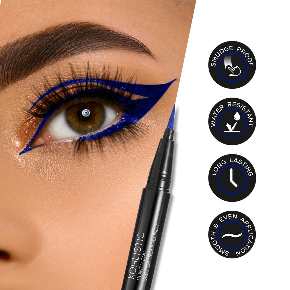 RENEE Pointy End Sketch Pen Smudge Proof Eyeliner - Matte Finish, Light Weight, Water Resistant, Long Stay Highly Pigmented with One Stroke Application Formula - Sapphire