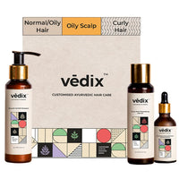 Vedix Customized Ayurvedic Hair Fall Control Regimen For Normal/Oily Hair-Oily Scalp & Curly Hair -3 Product Kit-Anti Hair Fall Oil+Anti-Hairfall Shampoo Serum X Dandruff Care, 540 Grams