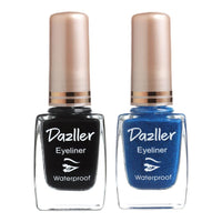 DAZLLER Liquid Eyeliner Waterproof, 9.5Ml, Black + Blue, Smudge-Proof, Matte Finish, One Stroke Application, Long-Lasting, Deeply Pigmented, Lightweight, Quick-Drying