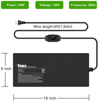 iPower 8 by 18-Inch 24 Watts Reptile Heating Mat with Temperature Controller Under Tank Warmer Terrarium Heat Pad for Reptiles and Amphibians, Black 8