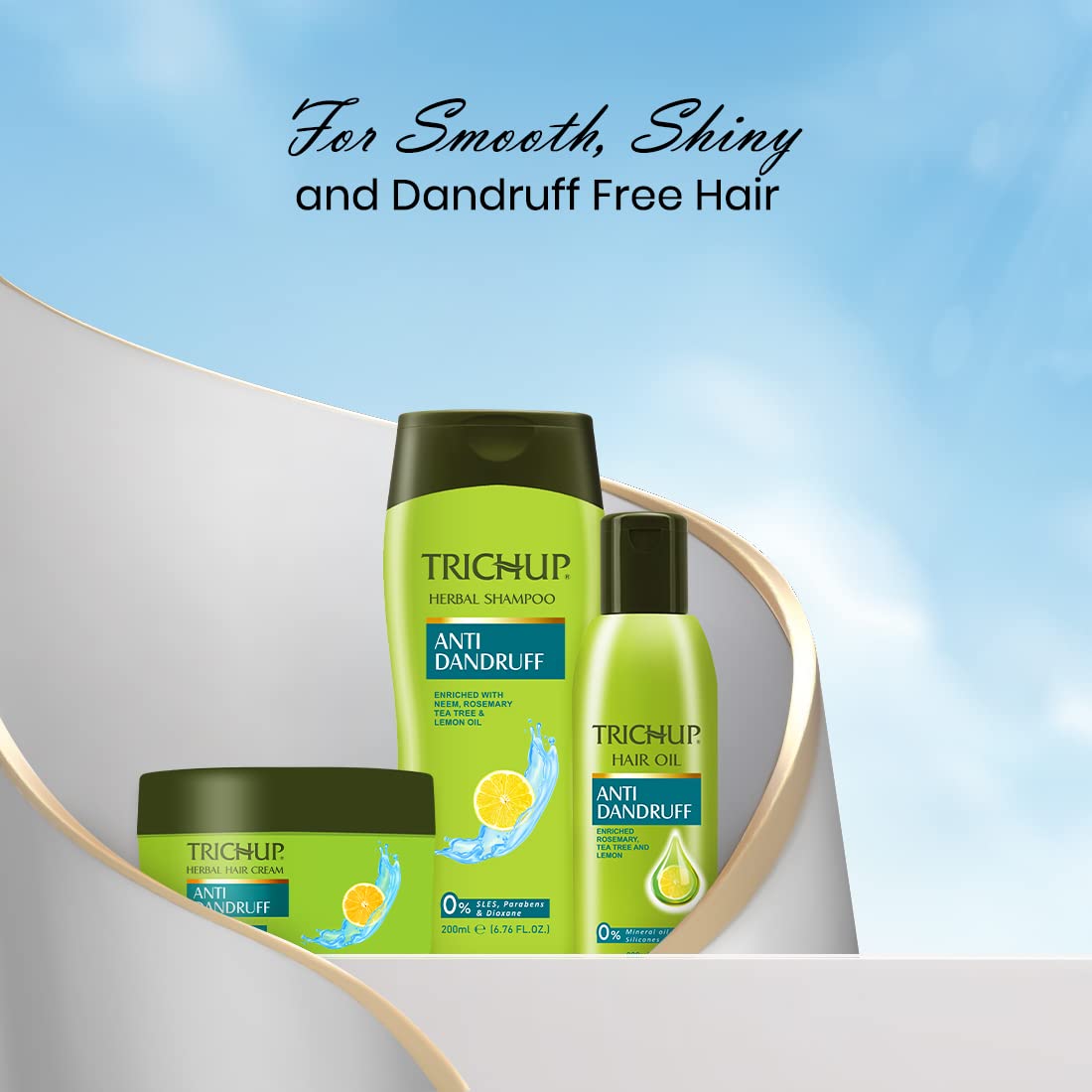 Trichup Anti- Dandruff Herbal Shampoo - Enriched with Neem, Rosemary & Tea Tree Oil - Protect Scalp Skin from Causes of Dandruff (200ml)
