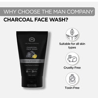 The Man Company Activated Charcoal Face Wash for Men | Ylang Ylang | Oil Control | Unclog Pores | Deep Cleansing | Blackheads Removal | All Skin Types - 100ml