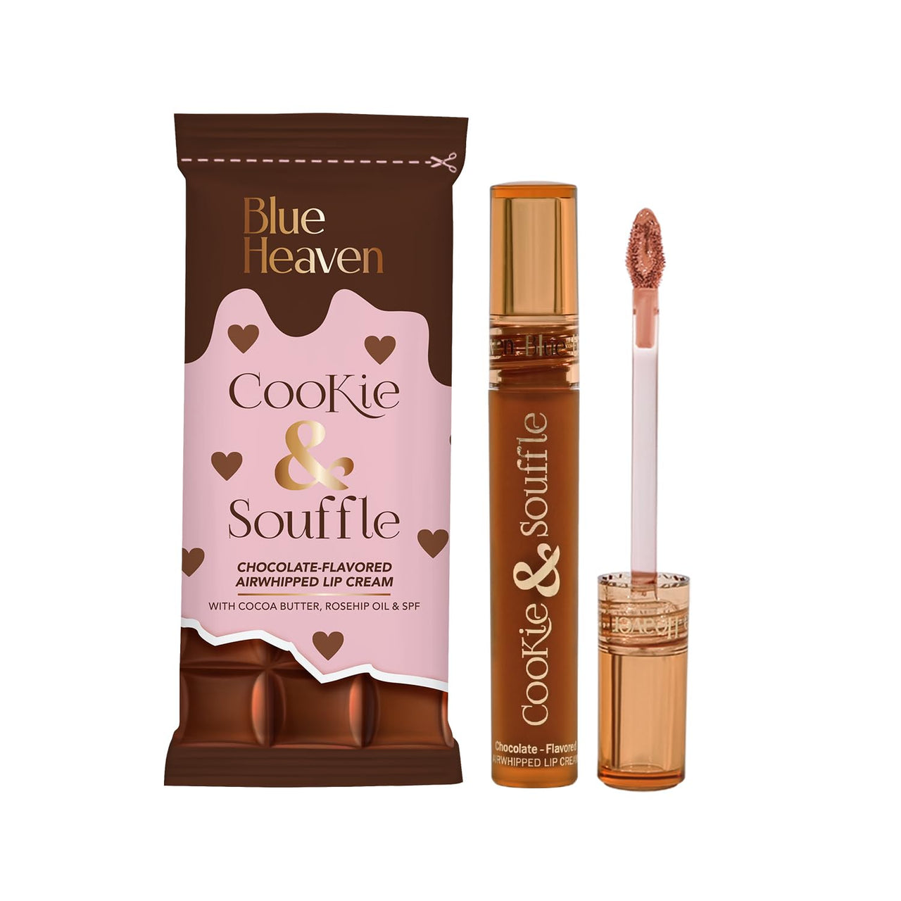 Blue Heaven Cookie & Souffle Matte Lipstick for Women, Long lasting Liquid lipstick, Enriched with Cocoa Butter & Rosehip Oil, Softening & Nourishing Lip color - Hazelnut Hottie, 3.2ml