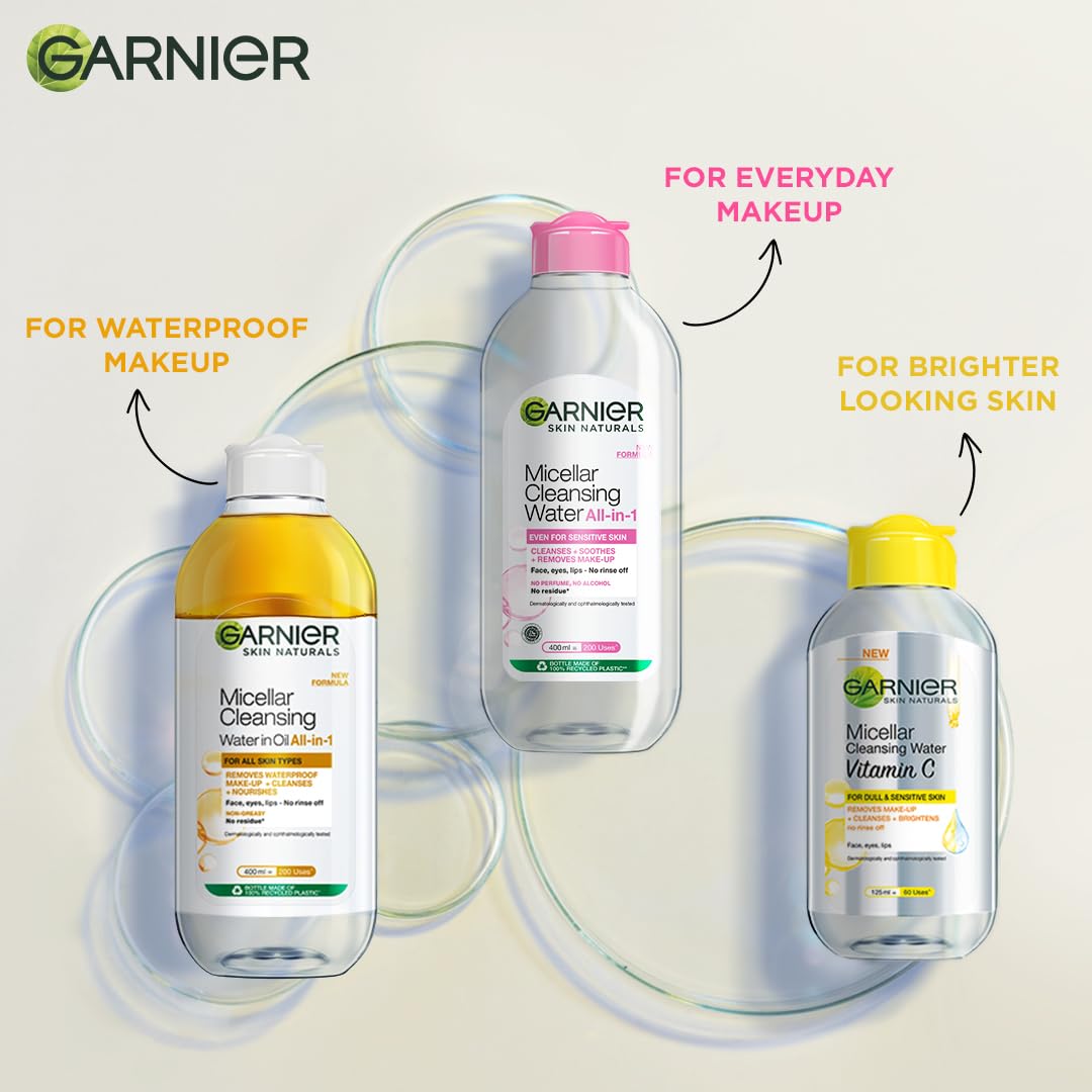 Garnier Skin Naturals, Cleansing Water, Hydrating & Soothing, Micellar Cleansing Water, 400ml (Pack of 2)