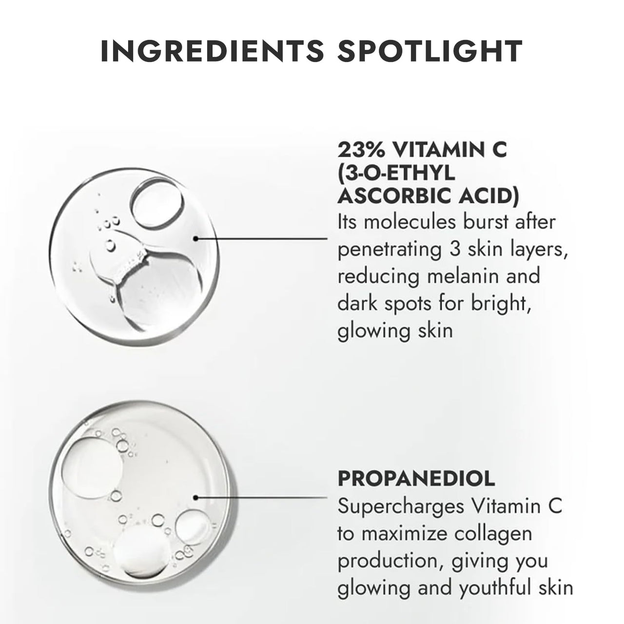 Cos-IQ Glowing Skin with Vitamin C-23% Serum : Advanced Molecular Skincare Technology 60ml | 23% Vitamin C Face Serum for Brightening Skin | Only 2 Ingredients Formula For Men and Women | 60 Days Pack