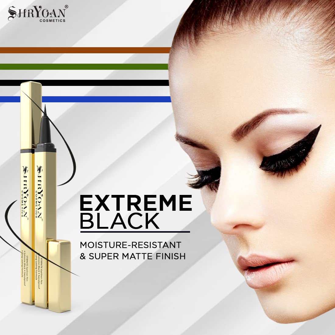 Shryoan Stibnite Eyeliner Pen| Intense Eyeliner | Matte Eyeliner | Lasts Long up to 24 hours | Tear, Sweat & Smudge Proof | (1.2g) | Color- Black