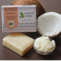 Earthy Sapo Handmade Nuts Over Coconuts Body and Hair Soap | Coconut Milk & Mango Butter Blend for Nourishing Skin and Hair Care | Multipurpose Use | 100g (Pack of 3)