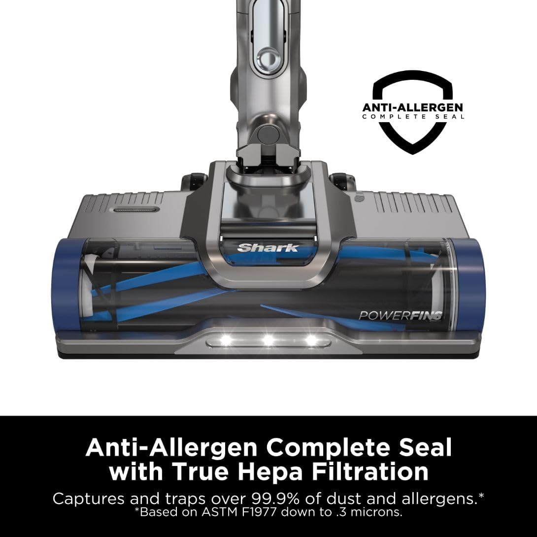 Shark IZ631H Cordless Pro Vacuum with PowerFins and Self-Cleaning Brushroll, Includes Upholstery Tool & Crevice Tool, Up To 60 Minute Runtime, HEPA Filtration, Cordless Vacuum, Dark Grey/Mojito Gray