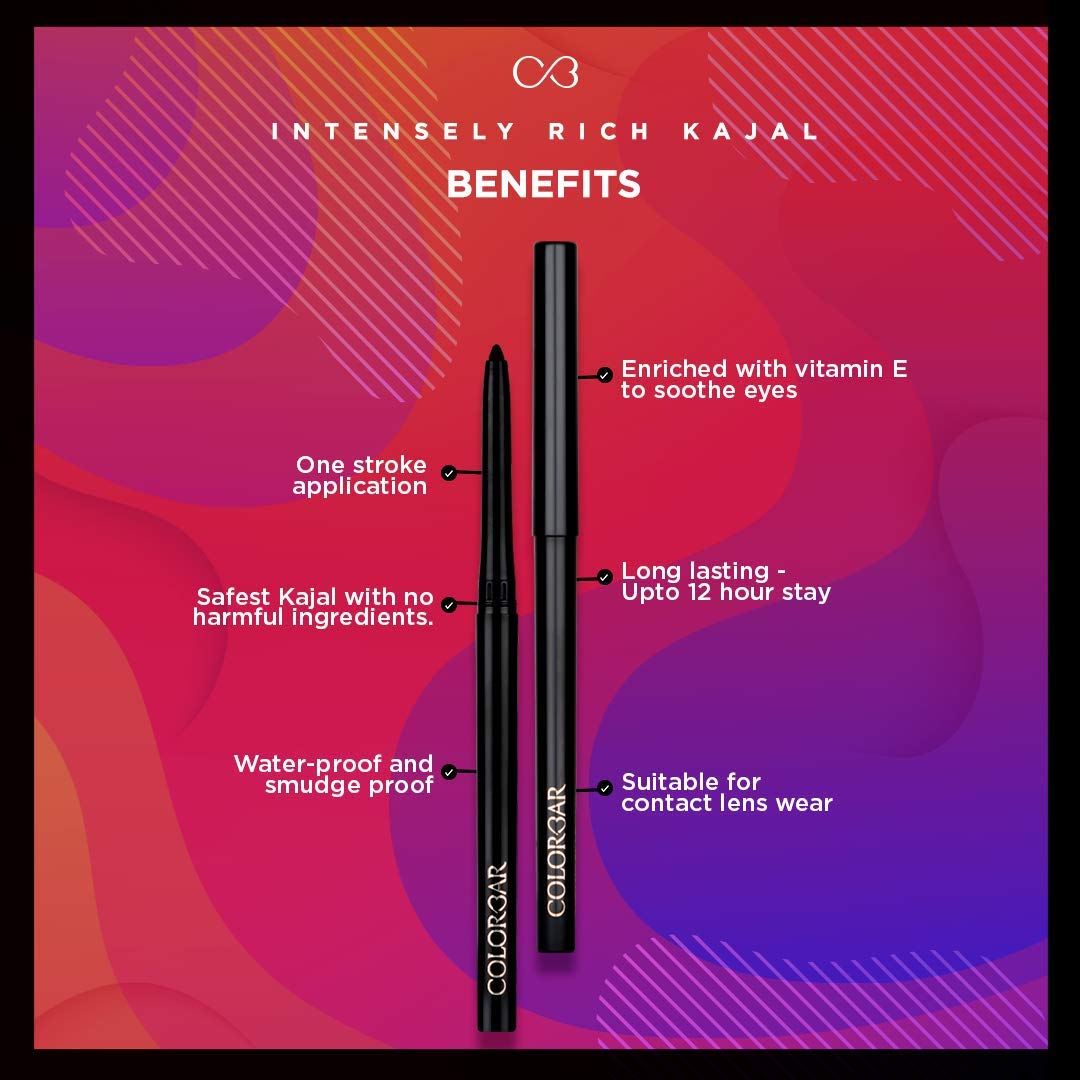 Colorbar cosmetics Intensely Rich Kajal-Creatively, Black, 0.30 g (Pack of 2) Pencil,Matte