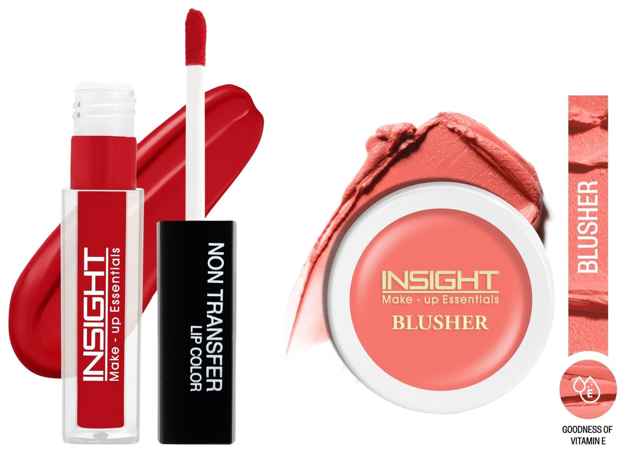 Insight Cosmetics Insight Non Transfer Lip Color Matte Texture12Hrs WaterproofTrue ColorSmudge Proof Paraben Free 100% Veg, 4ml(LG40-02) Crème Blusher, Face Makeup, Soft Salmon, 3.5 gm(B-02=01)