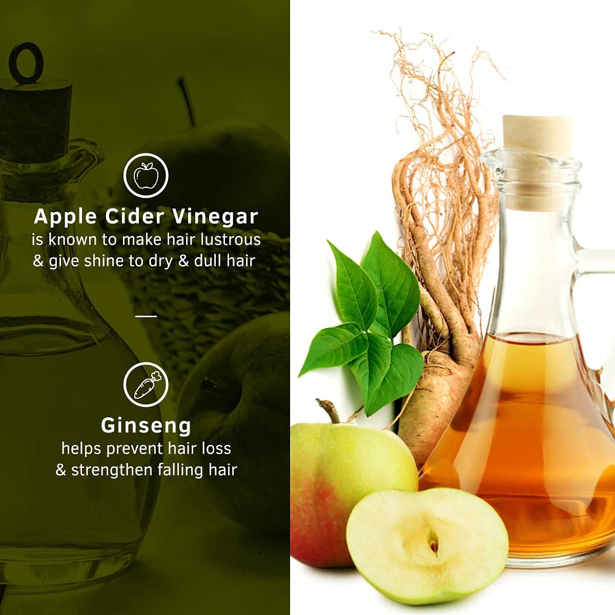 Ustraa Anti Hair Fall Shampoo - 250ml x 2 - Dermatologically Tested, With Apple Cider Vinegar, Stronger Hair & Clean Scalp | Prevents Hairfall | No Sulphates, No Parabens.