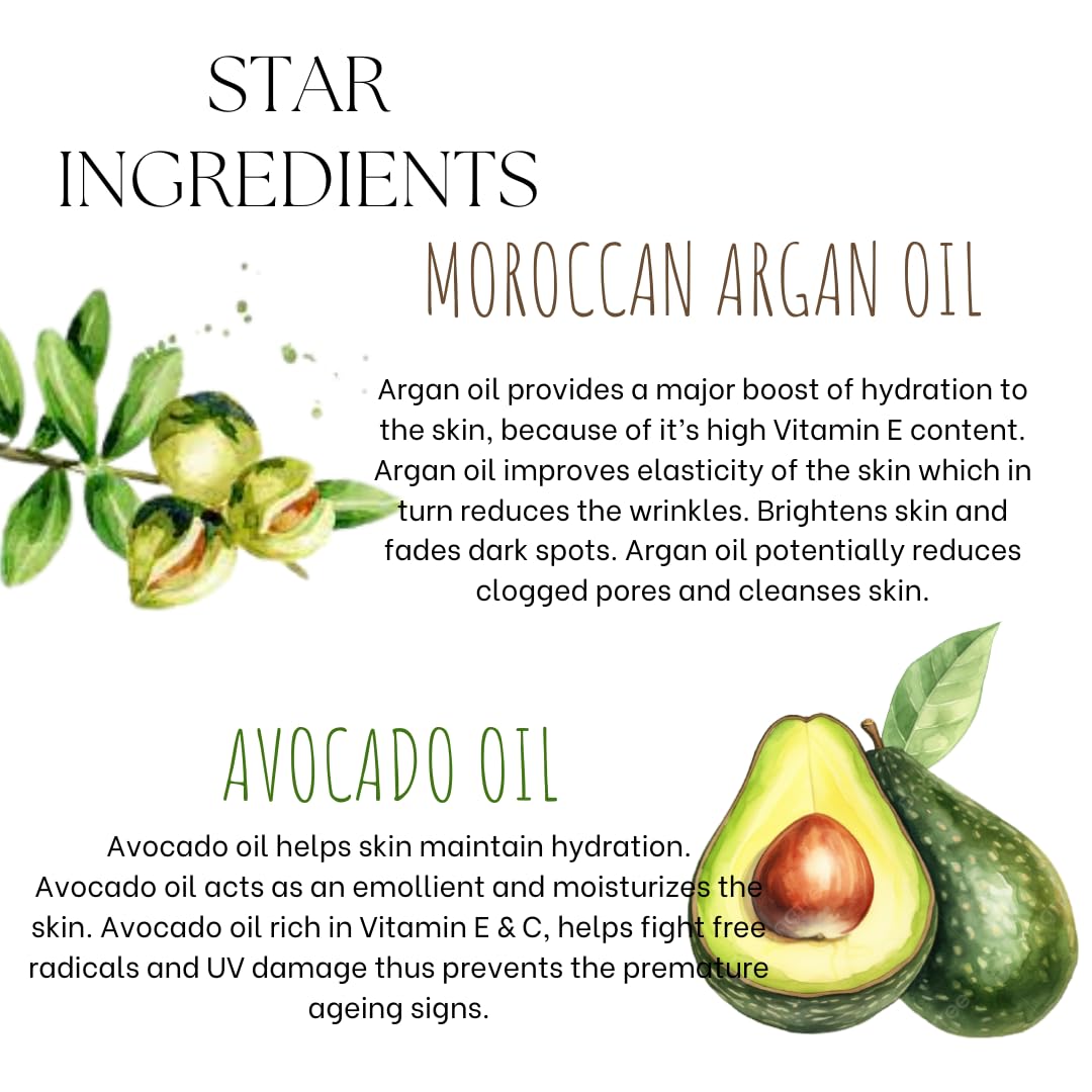 EcoBerry Moroccan Argan & Avocado Cleansing Oil For Oily Skin, Boosts Hydration, Increases Collagen Production, Improves Elasticity, Reduce Wrinkles, Vegan