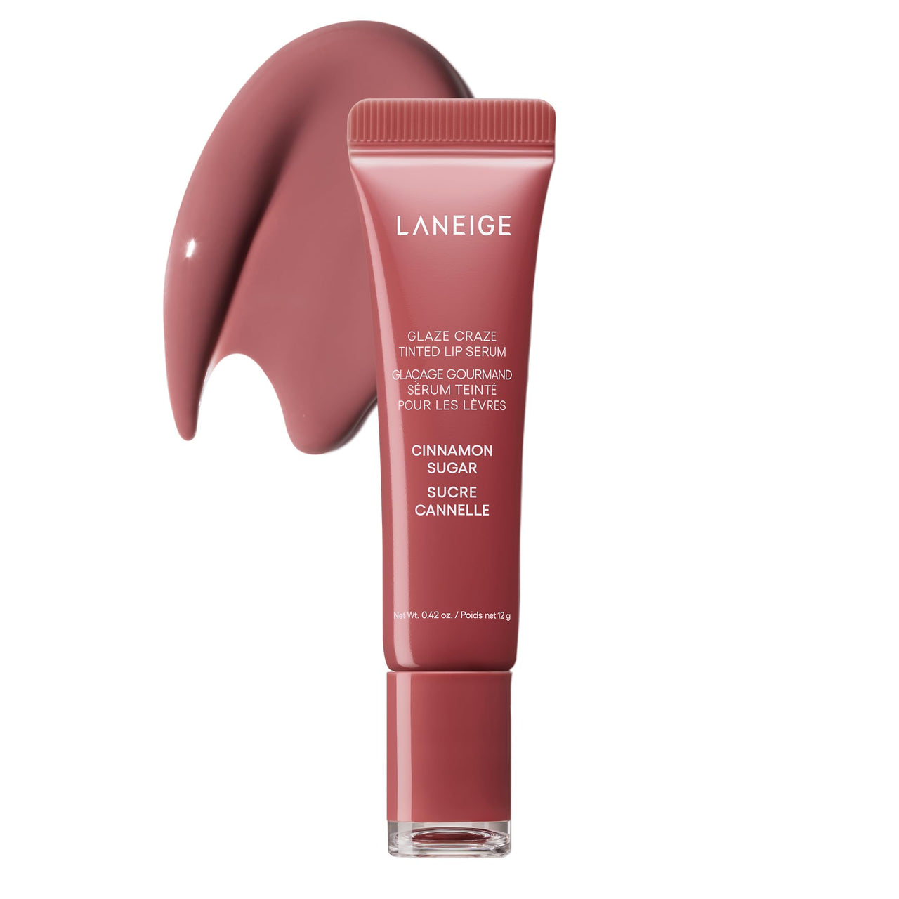 Laneige Glaze Craze Tinted Lip Serum | Plumping, Nourishing Hydration with Polypeptide and Ceramides | Lip Balm for Dry & Chapped Lips |Ultra Glamorous Shiny Lips | Cinnamon Sugar(Mauve Pink)-12g