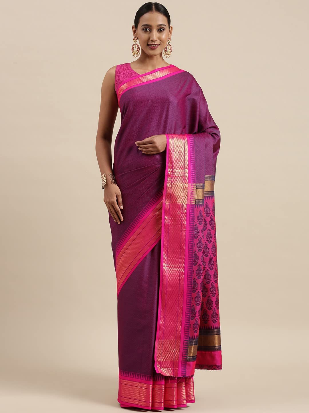 Pandadi Saree Women's  Cotton Silk Saree With Blouse Piece
