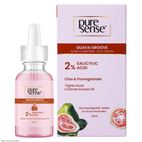PureSense 2% Salicylic Acid Face Serum BHA Based Exfoliant Guava for Acne Prone Oily Skin for Men and Women 10ml