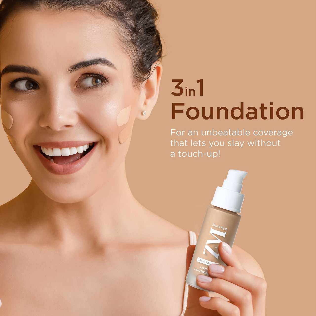 ZM Game Face on Liquid Foundation 12hour Long-lasting | Smudge-Proof | Transfer Proof | SPF 25 (Ivory)