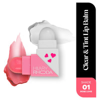Hilary Rhoda Clear & Tint Lip Balm | Infused with Aloe Vera & Shea Butter | Hydrates & Nourishes Lips | 2 Sided Lip Balm | Glides on lips Smoothly - 2.27g*2 (Rose Love - Shade 01)