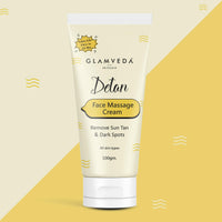 Glamveda De-Tan Face Massage Cream For All Skin Types | Removes Sun Tan, Pigmentation & Dark Spots | For Women & Men | 100gm