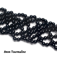 38PCS Natural 10MM Healing Gemstone, Black Tourmaline Energy Stone Round Loose Beads, Semi-Precious Crystal Beads with Free Elastic String for Jewelry Making DIY