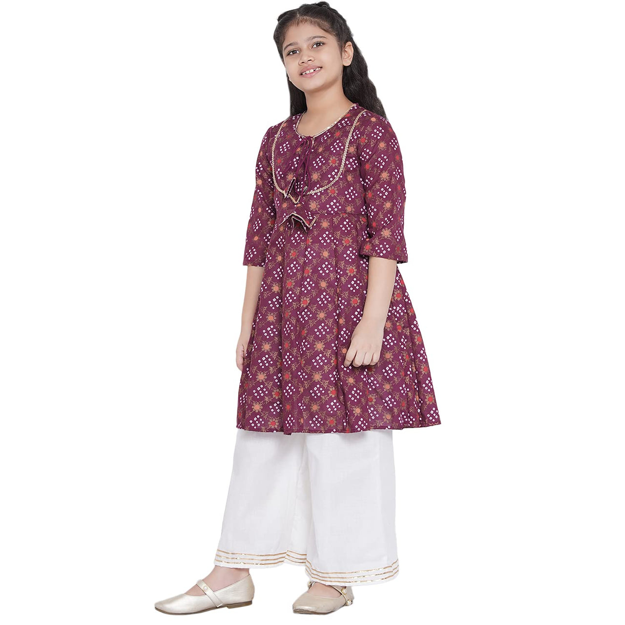 Bitiya By Bhama Girl's  Cotton Blend Kurta & Palazzo