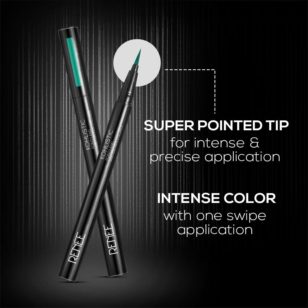RENEE Pointy End Sketch Pen Smudge Proof Eyeliner - Matte Finish, Light Weight, Water Resistant, Long Stay Highly Pigmented with One Stroke Application Formula - Emerald
