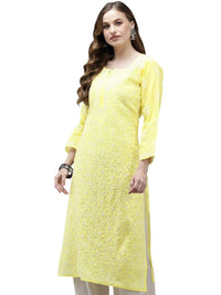 Ada Hand Embroidered Lucknowi Chikankari Cotton Kurta Kurti for Women A411165