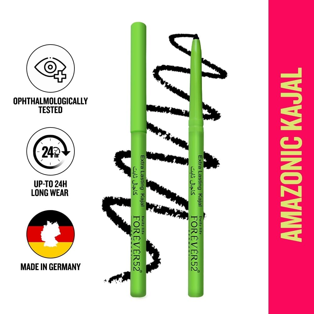 Daily Life Forever52 Amazonic Black Kajal | Smooth Waterproof and Rich-pigmented eye pencil (0.35g, 1pc)