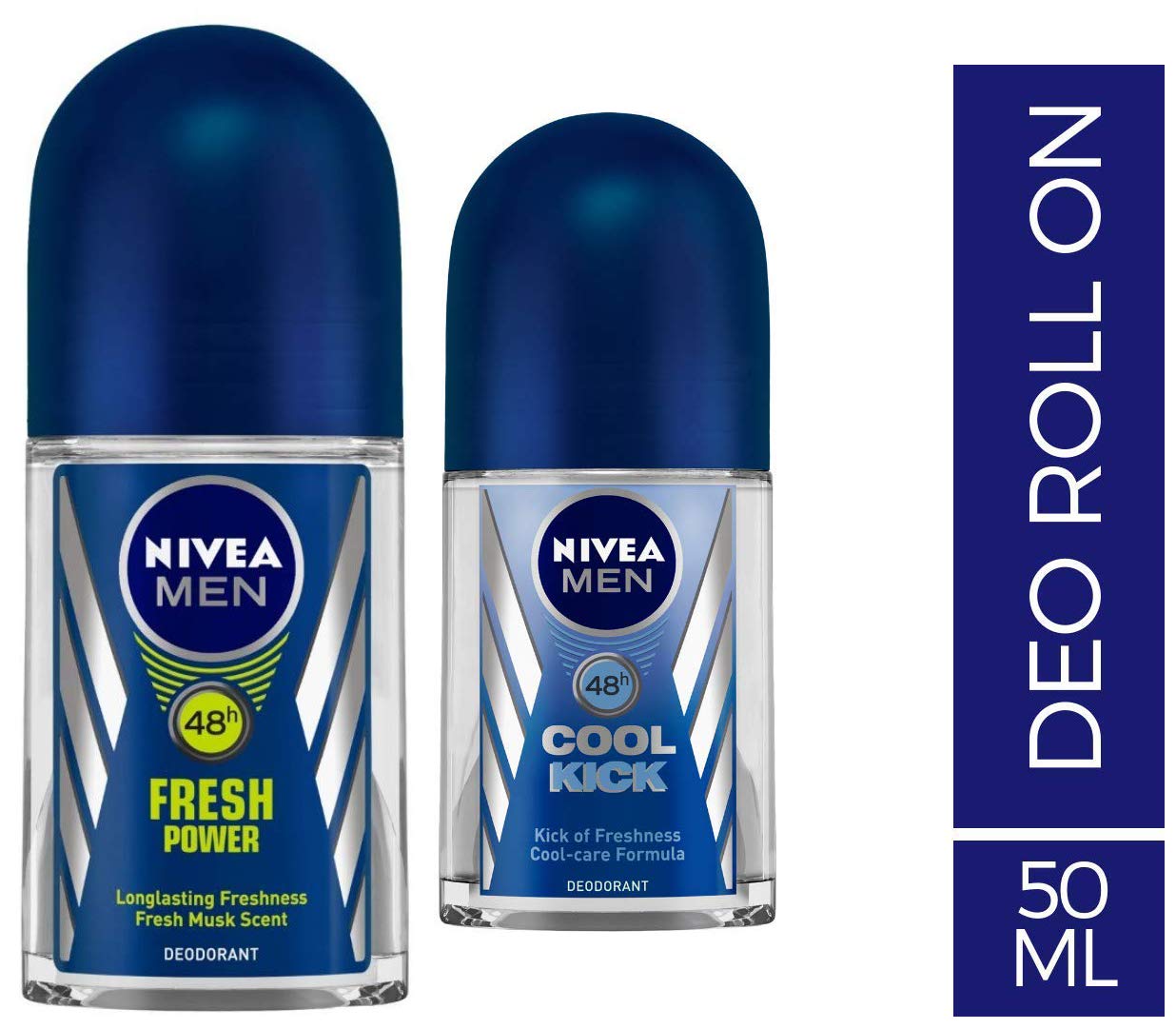 Nivea Men's  Fresh Power Deodorant Roll on, 50 ml & Cool Kick Deodorant Roll On, 50ml.