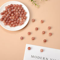 60pcs 6mm Natural Stone Beads Sunstone Chalcedony Beads Energy Crystal Healing Power Gemstone for Jewelry Making, DIY Bracelet Necklace