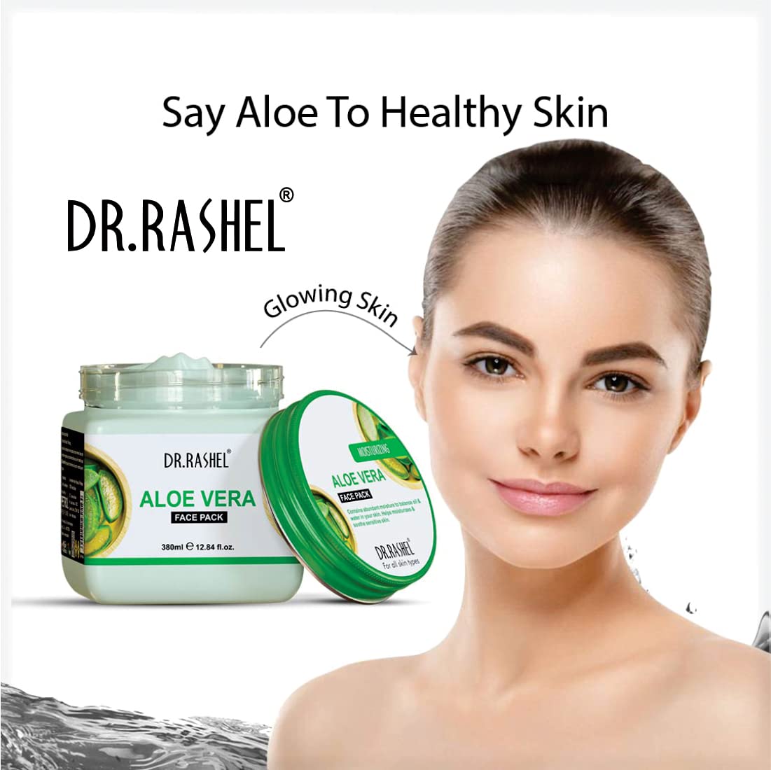 DR.RASHEL Aloe Vera Face Pack for Glowing Skin, Oil Control, Acne, Pimples, Detan, Blemishes, Pigmentation & Brightening, Face Cleansing for Face & Body (380 Ml)