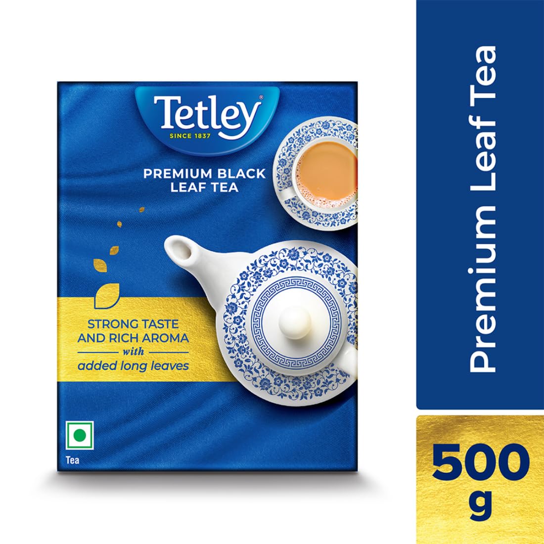 Tetley, Premium Black Tea Leaf, Rich Aroma & Strong Taste With Added Long Leaves And Granules, 500gm