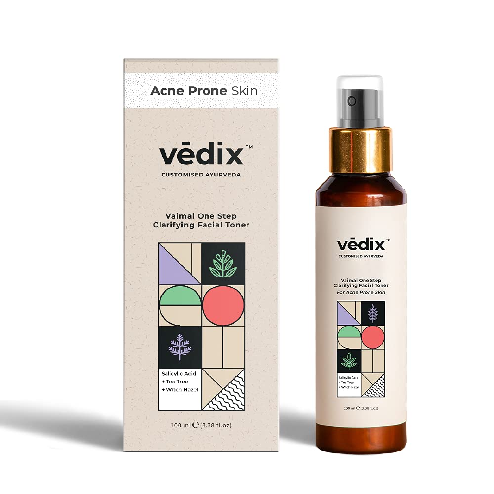 Vedix Customized Ayurvedic Toner | Vaimal One Step Clarifying Facial Toner With Tea Tree And Salicylic Acid | For Acne Prone Skin | For Pore Tightening and Moisturizing |100ml
