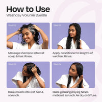 MANETAIN Washday Bundle | Moisturizing Shampoo 100ml , Multipurpose Conditioner 100gm , Volume Gel 100ml & Curl Cream 100ml | Hydrating, Anti-Frizz, Curl-Enhancing for Curly, Wavy Hair | Protein/Moisture Balanced | Vegan, No Sulfates or Silicones