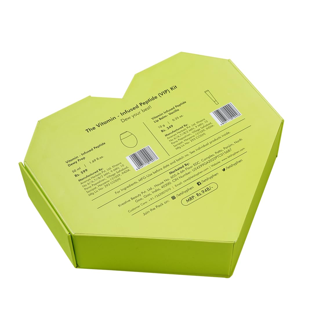 Hyphen Gift Set For Women And Men|Vitamin - Infused Peptide Heart Gift Kit|Visible Dewy Glow & Moisturized, Juicy Lips|Gift Set For Special Occasions For Him/Her, Green, 1