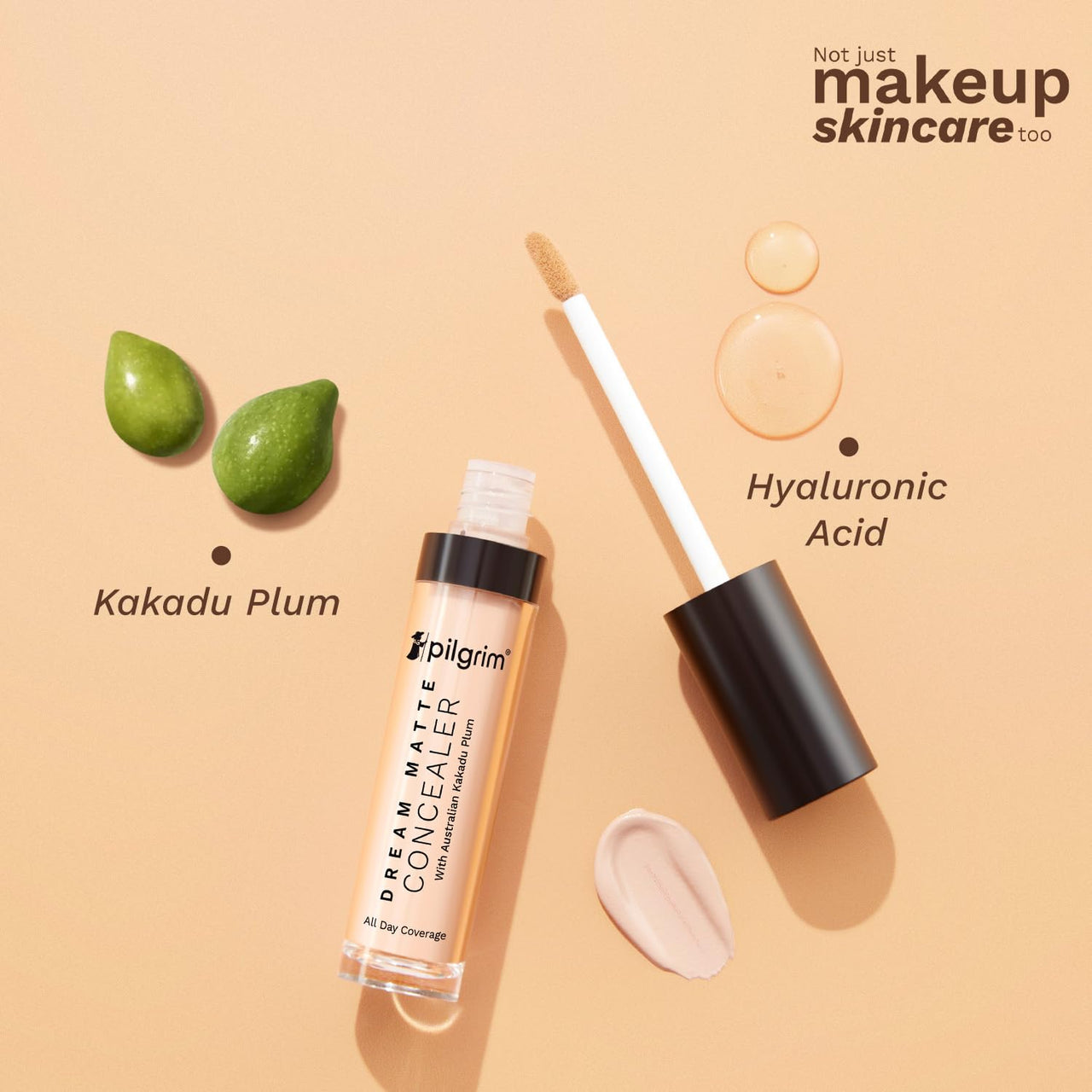 Pilgrim Full Coverage Dream Matte Liquid Concealer 7.3ml | Concealer for Dark Circles with Australian Kakadu Plum & Hyaluronic Acid | Crease resistance & Lightweight | All Day Coverage | Shade Beige
