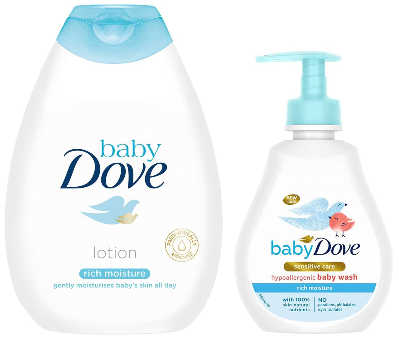 Baby Dove Rich Moisture Nourishing Baby Lotion 400 ml & Baby Rich Moisture Hair to Toe Baby Wash 200 ml, No Tears Body Wash for Baby's Soft Skin