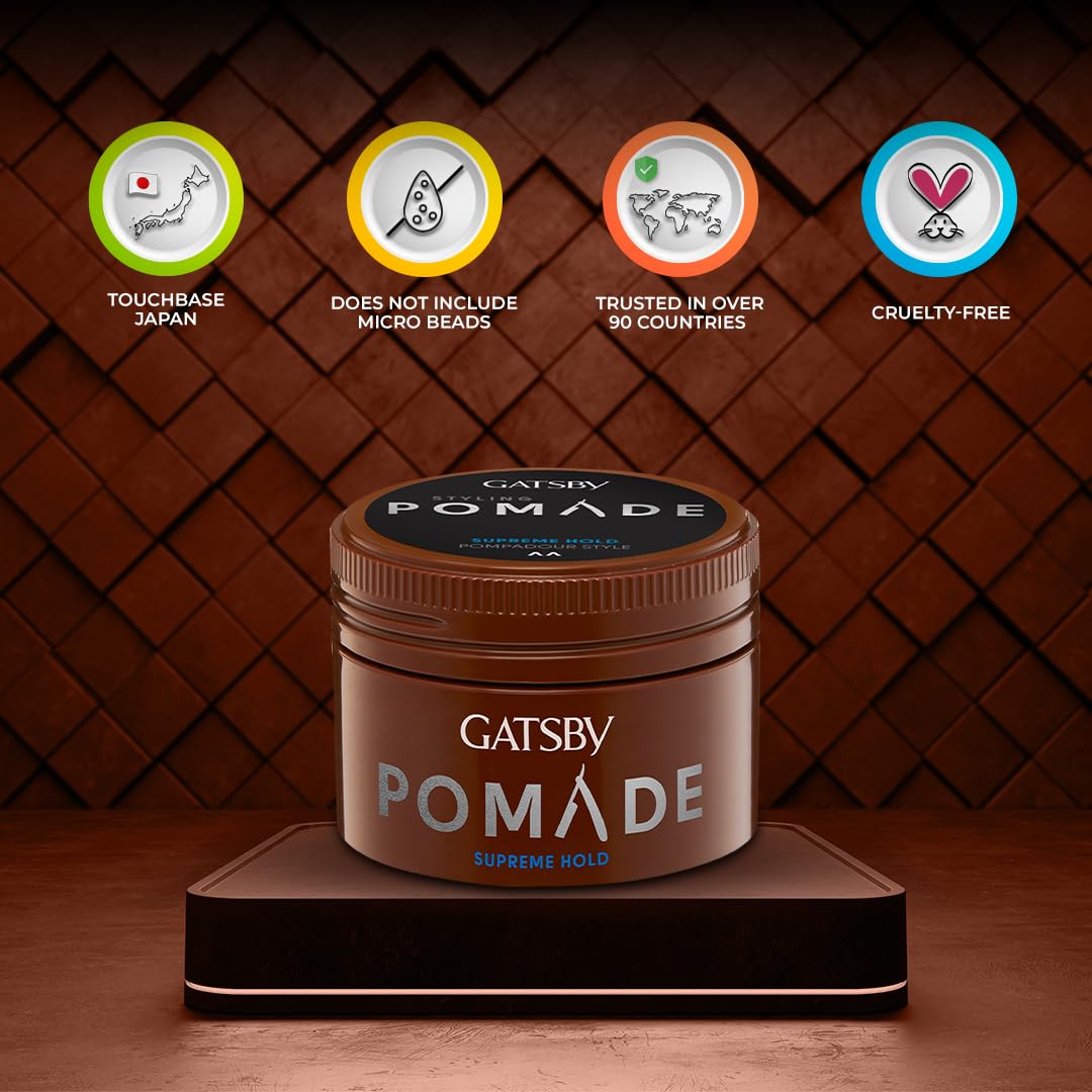 GATSBY Styling Pomade Wax Supreme Hold, 75 g,Brown