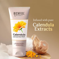 Richfeel Anti Acne Calendula Face Wash | Power of Soothing Calendula Extracts | For Skin prone to Acne & Blemishes | Physician Formulated | Helps Calm & Replenish Skin | 100 g (Pack of 2)