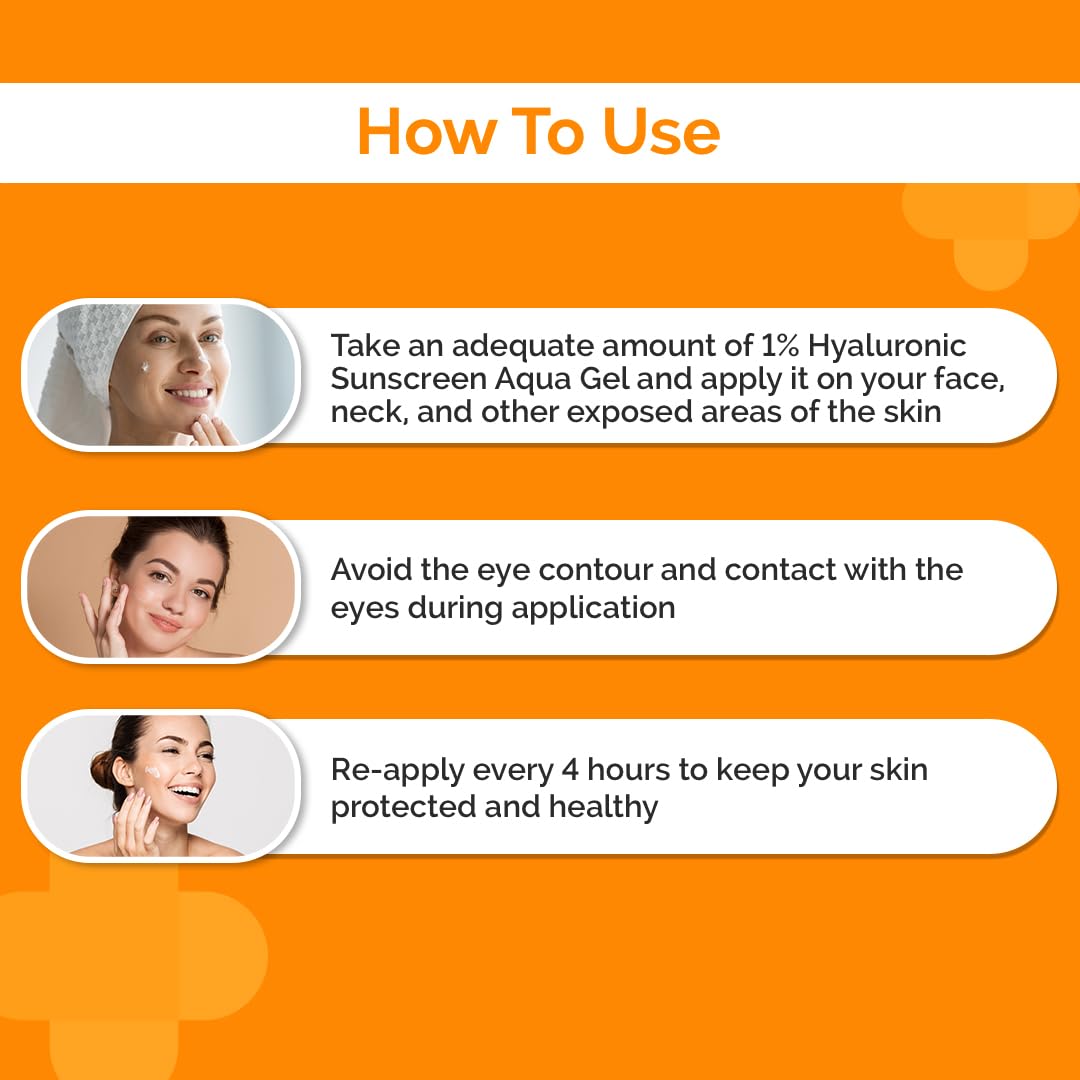 The Derma Co 1% Hyaluronic Sunscreen Aqua Ultra Light Gel With Spf 50 Pa++++ For Broad Spectrum, Uv A, Uv B & Blue Light Protection | 50G | Pack Of 2 - All Skin Type
