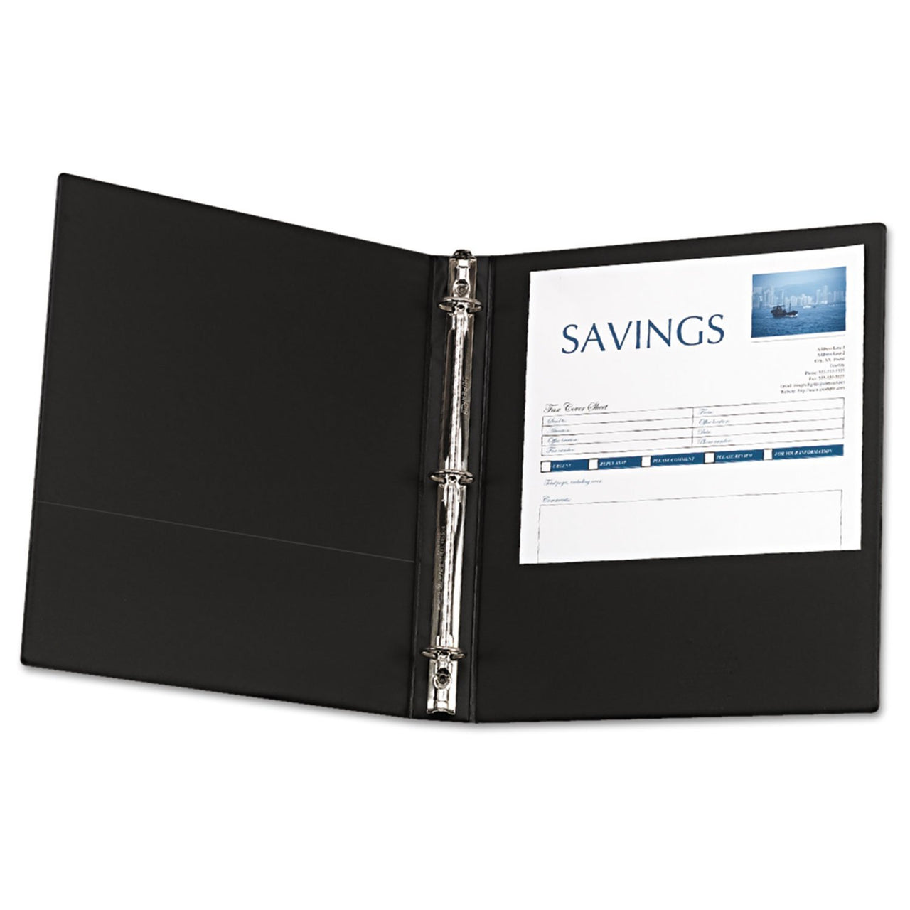 Avery Economy Binders with Round Rings & Label Holder - Black, 1", 1 Pack, Model:04301