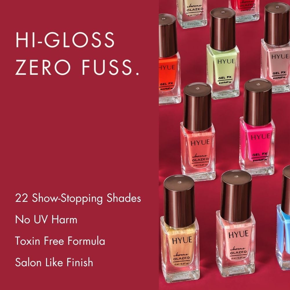 HYUE Gel FX Nail Paint | Mulberry Jam | 8ml | Ultra-Glossy Gel Finish | 14-Day Long-Lasting Wear | Quick-Dry & Chip-Resistant | Vegan & Paraben-Free | No UV Needed | 22 Rich Salon-Quality Shades