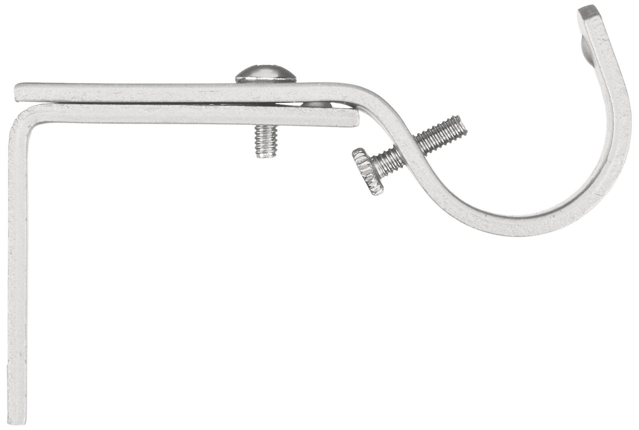Basics Adjustable Curtain Rod Wall Bracket Hooks, Set of 2, Silver Nickel - 4-Pack (8 Brackets Total)