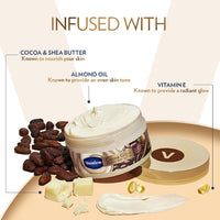 Vaseline Cocoa Glow Whipped Body Butter, 180 g. Cocoa & Shea Butter for Glowing Soft Skin