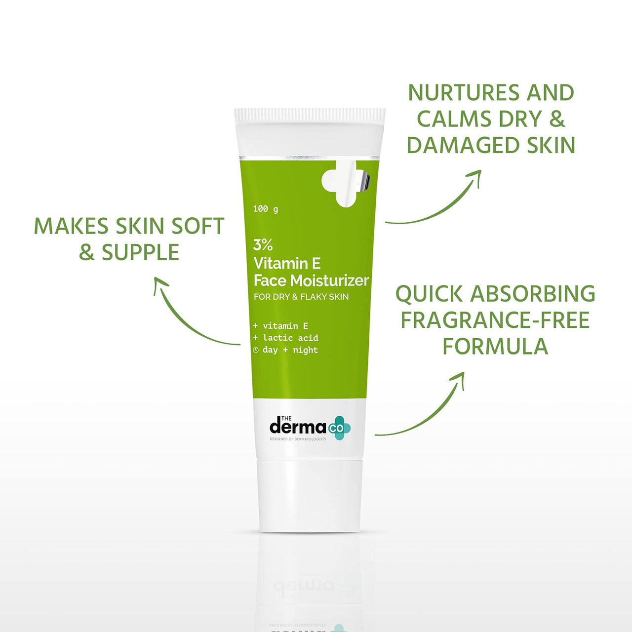 The Derma Co 3% Vitamin E Face Moisturizer Cream With Vitamin E & Lactic Acid | Fights Dryness | Non-Greasy & Lightweight | 100 G